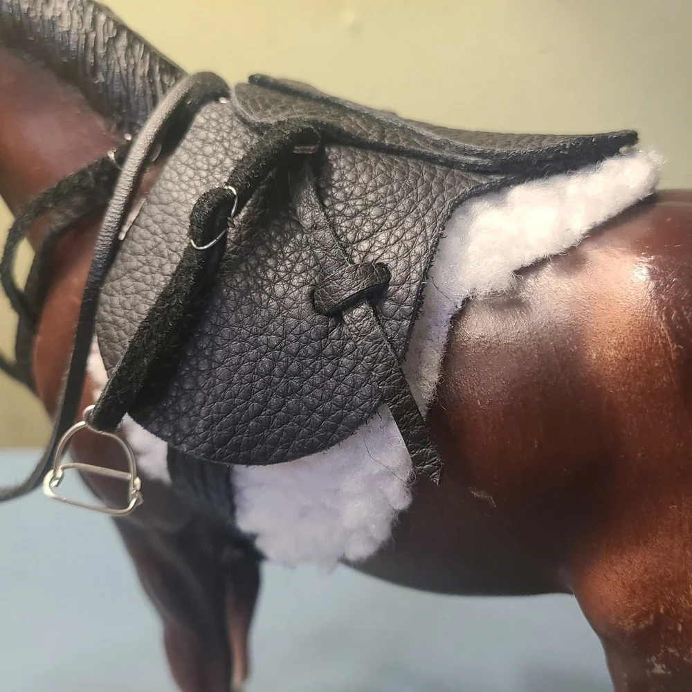 Handmade English Tack Set Traditional Scale Black Breyer Horse Saddle Bridle Pad